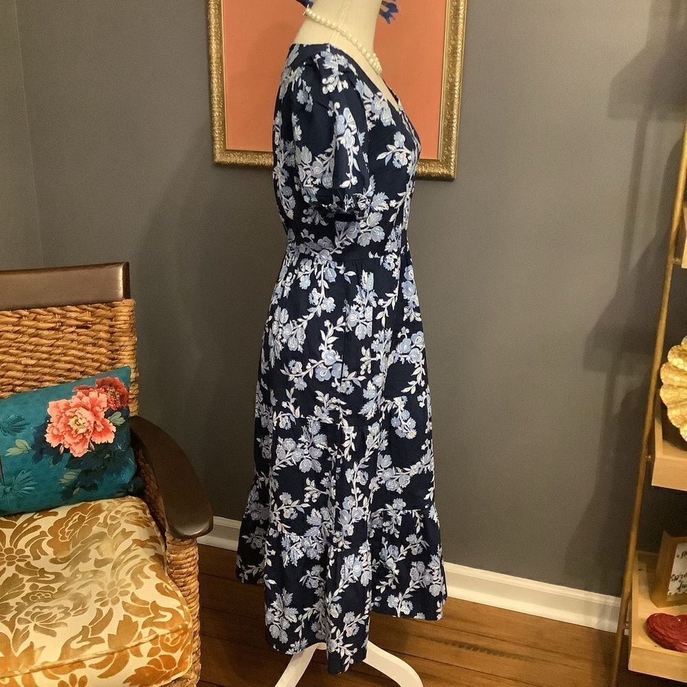 NWT ❤️ J. Crew Tiered Poplin‎ Puff Sleeve MIDI Dress 👗 - Picture 4 of 7